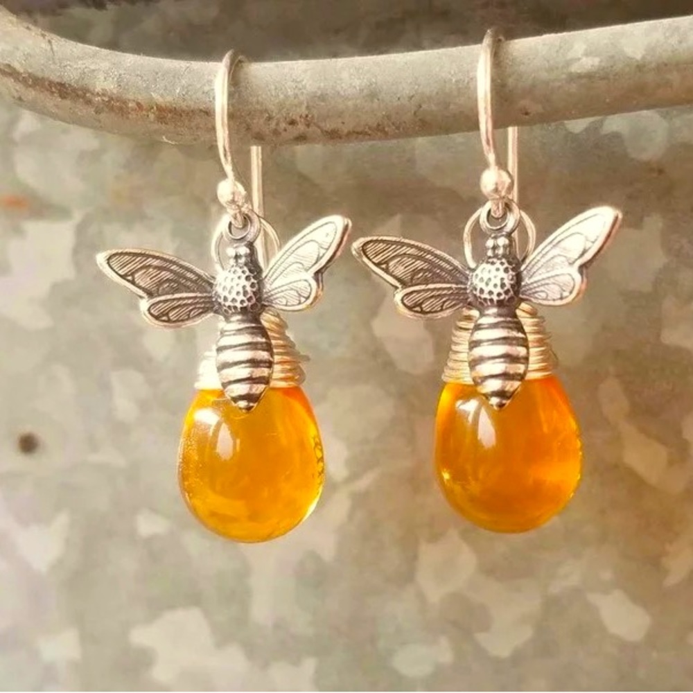 Cute Bee Honey Drop Earrings